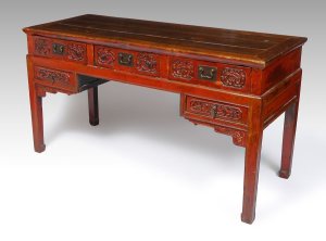 Old Red Chinese Writing Desk